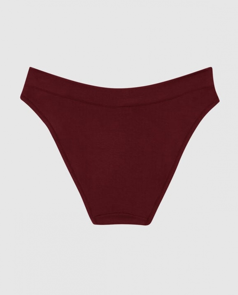 La Senza High Leg Bikini Panty Women Underwear Red Burgundy | uJVChqlu