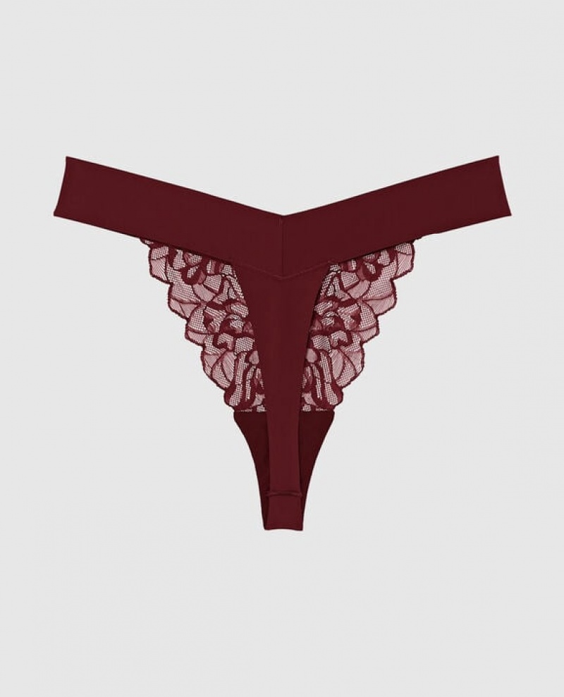 La Senza High Leg Thong Panty Women Underwear Red Burgundy | yLdJ62Zw