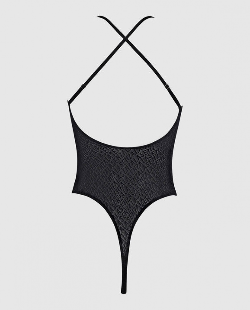La Senza Logo Mesh Bodysuit Women Lingerie Black | 0pWzCsRJ